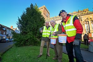 Rotary club members Jonathan Butler, David Askin and Gareth Lambe, lauch their Tree of Light appeal at St Nicholas Church, Newport. Photo: Tim Thursfield