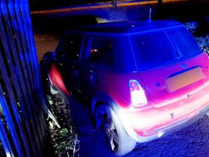 Supporting image for story: Shock photo shows a crashed mini abandoned at the spot where the Italian job was filmed in the West Midlands