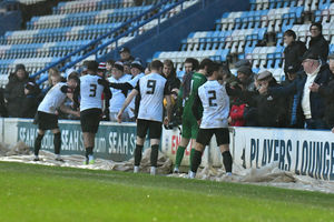 AFC Telford United celebrate their victory with the home fans  (Pictures: Kieren Griffin Photography)