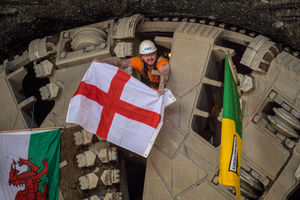 Flags waved through the front of TBM Elizabeth after her breakthrough at Washwood Heath in October 2025.