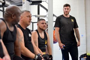 Head coach Joe Lockley with members of the Bright Star Boxing Academy in Shifnal.