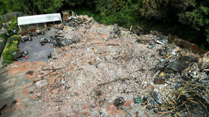 The remains of The Crooked House pub after it was completely demolished following a devastating fire