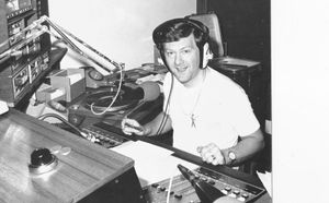 Austin Powell in the Beacon Radio studio in the 1980s.