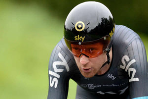 Sir Bradley Wiggins on his way to winning the third stage, the Individual Time Trial in the 2013 Tour of Britain