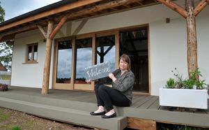 Marie Gibson from Fordhall Organic Farm, ready to welcome visitors to the bunkhouse