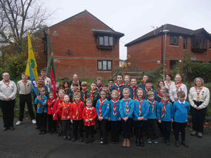 Members of the 1st Presteigne Scout Group including squirrels, beavers, cubs, scouts, young leaders and their leaders. Pic by Karen Compton
