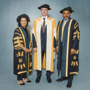 (L-R) BCU Chair Anita Bhalla OBE, Dr Graham Herries, Vice-Chancellor Prof. David Mba