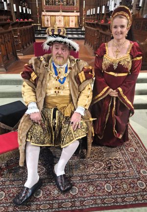 Henry VIII with Lion Elaine Morgan as Anne of Cleves.