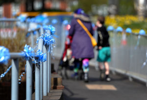 Blue ribbons adorn the streets in Brownhills