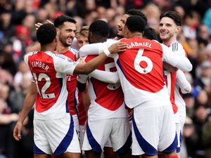 Mikel Merino celebrates scoring Arsenal's winner