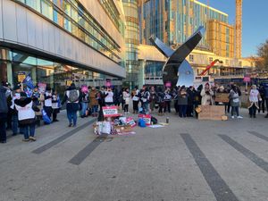 The picket line at QE Hospital in Birmingham