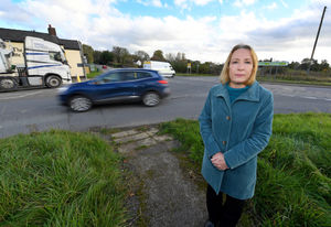 Helen Morgan MP at the Llynclys crossroads. 