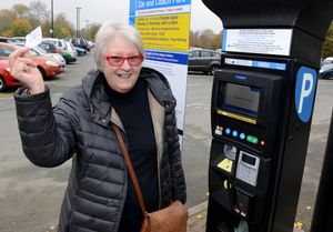 Jane Withers with her pay and display ticket.