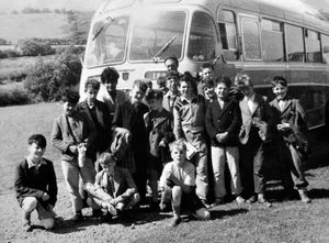 Bill Williams, back, with boys at the camp in 1959.