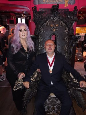 Mayor of Wolverhampton, Cllr Craig Collingswood, sits in the famous throne at The Giffard, alongside licensee Wendy Shore.