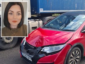 Supporting image for story: 'Like something out of Final Destination': Woman's lucky escape as runaway tyre wrecks car