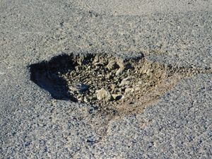 Pothole. Photo by Staffordshire LDR Kerry Ashdown. Free for use by all BBC wire partners