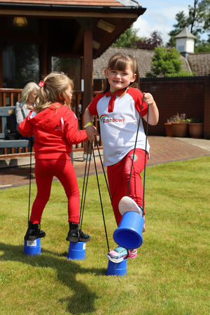 Rainbows Harriet Shuter and Ava Parry enjoying the dog show and fete at Derwen College.