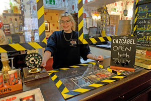Open: Barmaid Kate Bond at the Bradford Arms Hotel