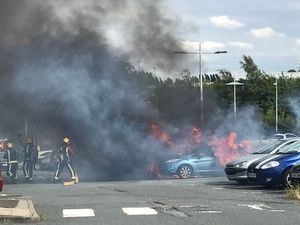 Supporting image for story: Cars wrecked after fire at Midland Metro stop car park 