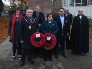 Members of Presteigne and Norton Town Council and town and county councillor Beverley Baynham with Rev Stephen Hollinghurst. (Image: Karen Compton)