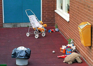 Teddy bears from the picnic lie abandoned following the attack at the school