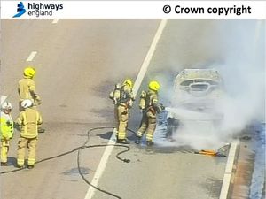 Supporting image for story: Vehicle blaze causes delays on M6 southbound between Walsall and Wolverhampton