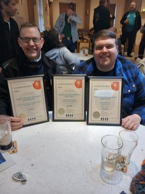 The team at Sarah Hughes Brewery celebrate with their certificates