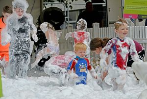 Children played in foam