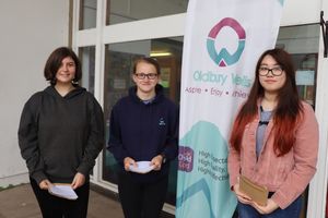 Oldbury Wells students Abigael Russell, Elizabeth Lewis and Rachel Tao