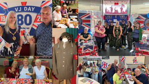 Collage of various VJ Day celebrations which took place across the borough