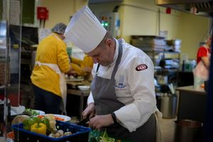 This year the shelter at St Catherine of Siena Primary School is expecting to feed 220 people every day