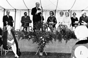 Turning back the clock: Sir Henry Osmond Clark (standing) opening the hospital fete and league annual meeting in 1970. Shropshire's Robert Jones and Agnes Hunt Orthopaedic Hospital is well known throughout the country and many parts of the world as an outstanding centre of excellence. For many people involved with this great hospital the spirit of its co-founder, Dame Agnes Hunt, lives on. The very best in high standards of care and medical knowledge form the heart of the hospital. Meanwhile some 500 volunteers, mostly under the auspices of the League of Friends, work tirelessly providing the hospital with its soul \u2013 creating all those extras that make life easier for patients, staff and visitors alike.Formed in 1961 the League celebrates its golden anniversary in 2011 having raised more than \u00a34 million over the past 50 years. League president, Mrs Lyn O\u2019Connor, said many of the organisation\u2019s network of branches throughout Shropshire, Mid and North Wales evolved from after-care clinics established by Dame Agnes in the 1920s.To this day no other League of Friends in the country can boast a more widespread volunteer membership.The League\u2019s biggest single fundraiser is the annual summer fair and open day. Until two years ago the event \u2013 then known as the annual fete \u2013 was always held on a Thursday to coincide with early closing day in Oswestry.\u201cIt was held in a marquee on the hospital field with tables provided by the town council,\u201d Mrs O\u2019Connor explained. But in 2009 it was decided to stage the event on a Saturday and to combine it with an open day. The new look event has been a great success. It is hoped to organise a special fair this year to mark the 50th anniversary along with other events throughout 2011. The second biggest single fundraiser is Ludlow branch\u2019s Christmas Fair which has regularly raised up to \u00a37,000 a time since it was launched in 1997.Mrs O\u2019Connor praised the hard work of branch volunteers. \u201cAt our branc