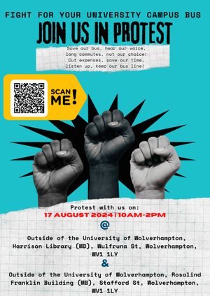 Students will protest outside the University of Wolverhampton tomorrow over cuts to inter campus transport