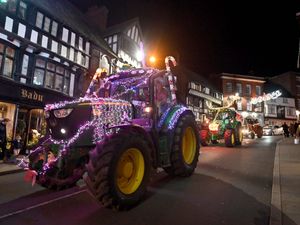 Supporting image for story: In pictures: Young farmers light up Shrewsbury with festive tractor run