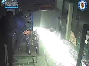 Supporting image for story: Watch: Burglary gang who attacked police and cut into cash machines jailed