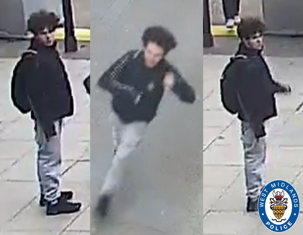Police want to speak with this man with curly hair in Birmingham after a womans phone was snatched while she took photos of a Christmas Market