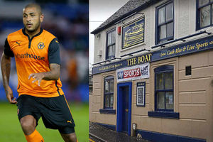 Leon Clarke in action for Wolves, and The Boat pub