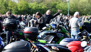 Participating riders gather at Meole Brace Park and Ride, Shrewsbury