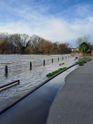Flooding at the weir in Shrewsbury. Pictures: West Mercia Police