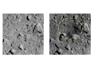 Supporting image for story: Japan reveals artificial crater blasted into asteroid by spacecraft