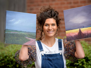 Supporting image for story: Stephanie sets up paintings' raffle draw for good causes
