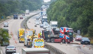 The scene of the crash between Junctions 3 and 2 of the M54. Photo: Ian Garfield (@iangarfield)