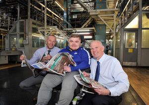 In the press hall at the Shropshire Star with operations manager Dan Saxon and senior journalist Neil Thomas