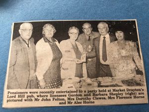 Paper snippet of Gordon and Barbara Shepley, who ran The Lord Hill pub