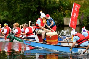 Drummers kept the rowers in time at the Severn Hospice Dragon Boat Festival