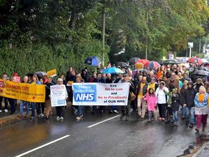 Supporting image for story: Video and pictures: Hundreds protest against threats to Telford Princess Royal Hospital