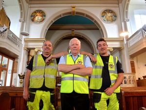 Supporting image for story: Emotional moment for parishioner and church benefactor as 250-year-old paintings are restored