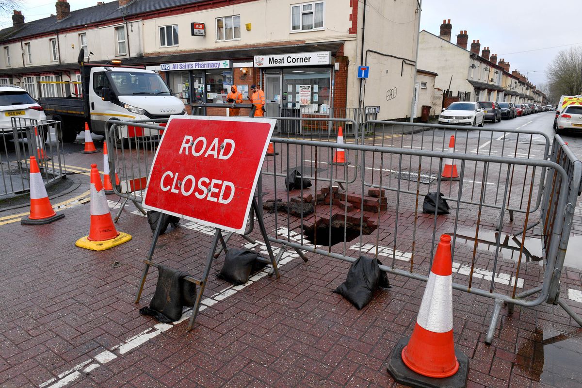 Road remains closed following opening of Wolverhampton sinkhole as investigations continue Road remains closed following opening of Wolverhampton sinkhole as investigations continue