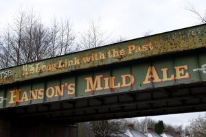 The 'Hanson's Mild Ale' bridge over the Birmingham New Road, near Dudley